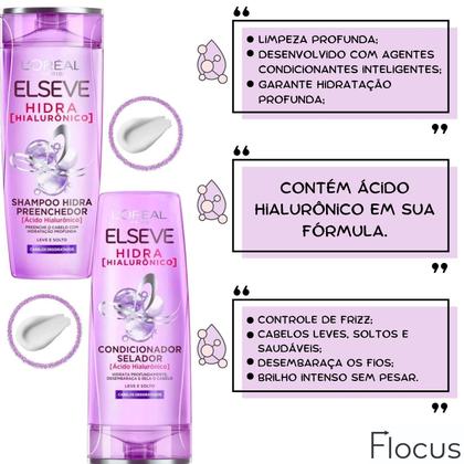 Imagem de Kit Elseve Hidra Loreal Paris Acido Hialurônico 400ML Óleo Extraordinário Creme Hidratação Intensivo Antifrizz