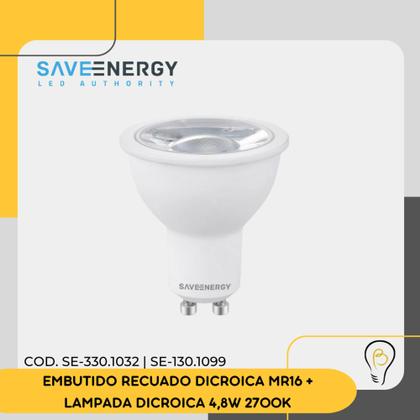 Imagem de KIT EMBUTIDO DICROICA MR16 QUADRADO + LAMPADA DICROICA 4,8W 2700K 24º SAVEENERGY