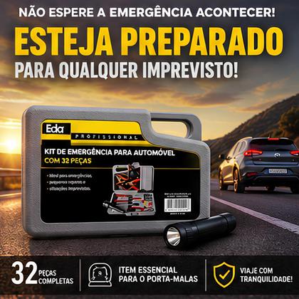 Imagem de Kit Emergência Automotivo 32 Peças Maleta Completa Porta Mala Carro Ferramentas Cabo Chupeta Segurança Viagem Emergência
