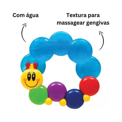 Imagem de Kit Empilha Patinho Didático Para Bebê Com Guitarra Musical 6 Músicas E Mordedor Lagartinha Com Água Alívio Da Gengiva