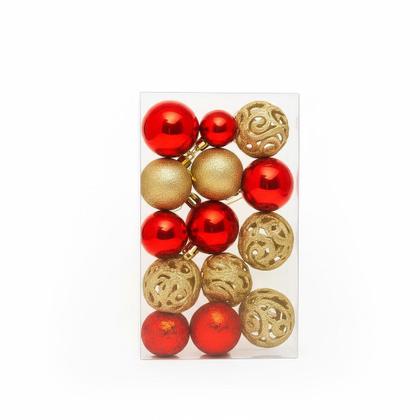 Imagem de Kit Enfeite Árvore De Natal Vermelho E Dourado Decoração Completa Festividade Ceia Natal