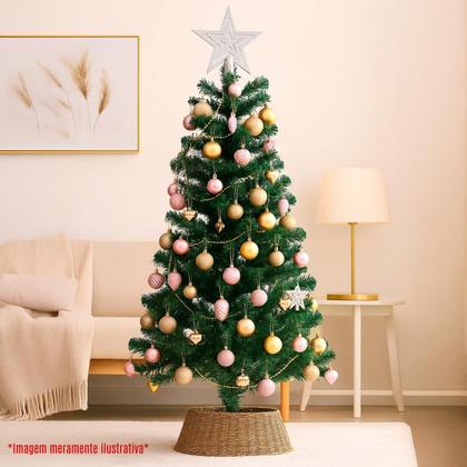 Kit Enfeite Natalino 40 Peças Árvore Bolas Cordão Coração Pinha Estrela Ponteira Decoração Resistente Versátil Prático Design Moderno Guirlanda