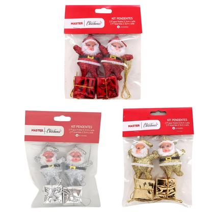 Imagem de Kit enfeite pendente papai noel com presente árvore natal