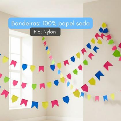 Imagem de Kit Enfeite São João Festa Junina Bandeirinhas 50 metros 5 Balões 40x20cm