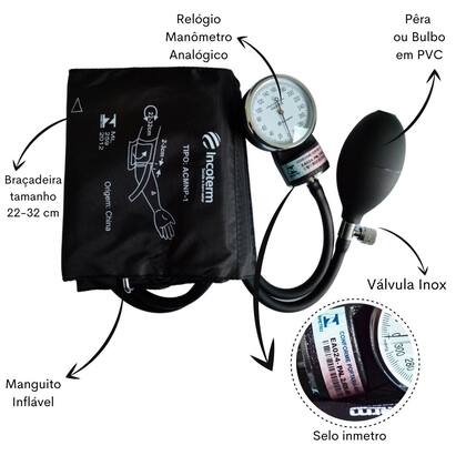 Imagem de Kit Enfermagem Aparelho Pressao Manual Esteto Multi Completo Incoterm