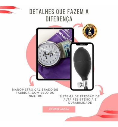 Imagem de Kit Enfermagem Com Aparelho De Pressão Manual + Estetoscópio Duplo + Bolsa P. A. MED