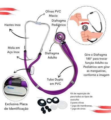 Imagem de Kit Enfermagem Com Aparelho De Pressão Manual + Estetoscópio Duplo + Bolsa P. A. MED