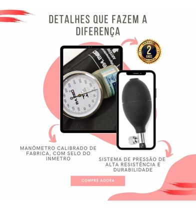 Imagem de Kit Enfermagem Com Aparelho De Pressão Manual + Estetoscópio Duplo + Bolsa P. A. MED