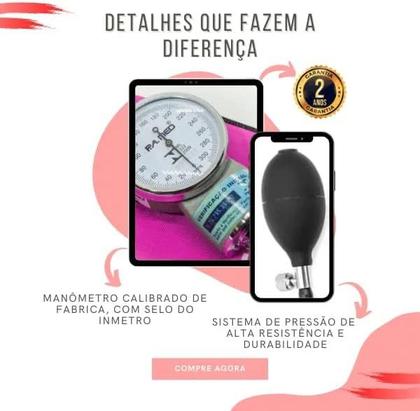 Imagem de Kit Enfermagem Com Esfigmo Esteto Duplo PAMED + Oxímetro + Case