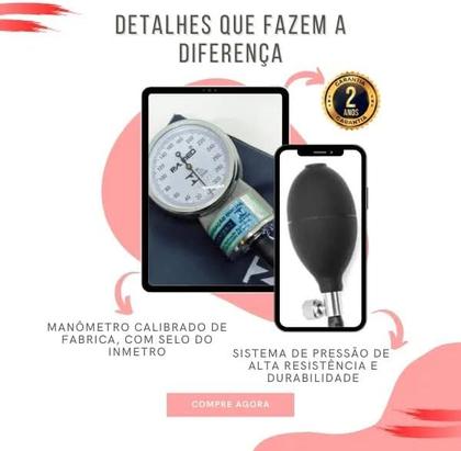 Imagem de Kit Enfermagem Com Esfigmo Esteto Duplo PAMED + Oxímetro + Case