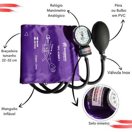 Imagem de Kit Enfermagem Estágio Aparelho Pressão Estetoscópio Medidor Glicose Completo