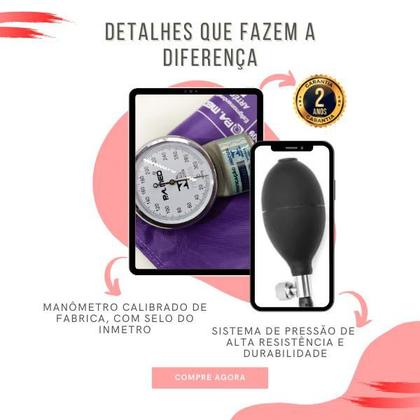 Imagem de Kit Enfermagem Transparente Academico Aparelho Pressao Bolsa Estetocópio Multi PAMED