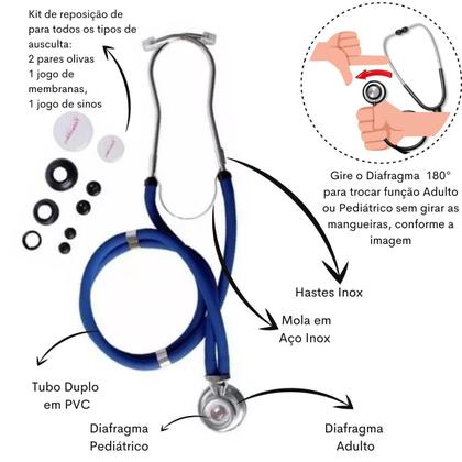 Imagem de Kit Enfermagem Transparente Completo Aparelho Pressao Manual Estetoscopio Multi Premium
