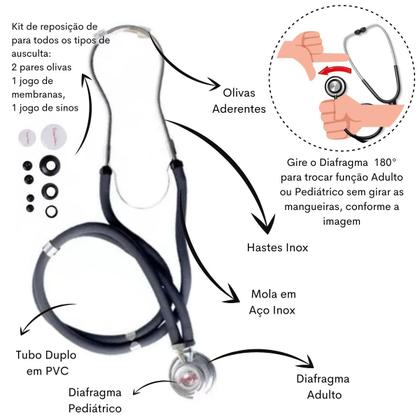 Imagem de Kit Enfermagem Transparente Completo Aparelho Pressao Manual Estetoscopio Multi Premium