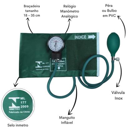 Imagem de Kit Enfermagem Transparente Completo Aparelho Pressao Manual Estetoscopio Multi Premium