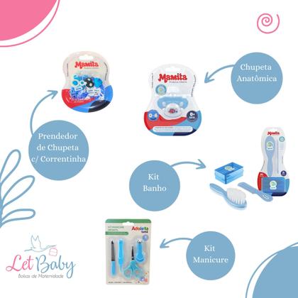 Imagem de Kit Enxoval de Bebê Banheira Cesto Balde Roupão Kit Higiene e Mamadeiras - Menino e Menina