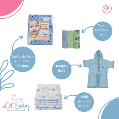Imagem de Kit Enxoval de Bebê Banheira Cesto Balde Roupão Kit Higiene e Mamadeiras - Menino e Menina
