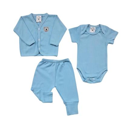 Imagem de Kit Enxoval de Bebê Recém Nascido com 03 pçs Algodão