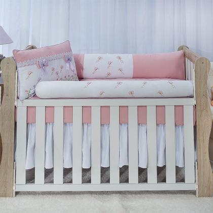 Imagem de Kit enxoval para berço bebê jardim encantado rosê/lilas menina