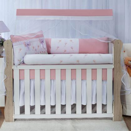 Imagem de Kit enxoval para berço bebê jardim encantado rosê/lilas menina