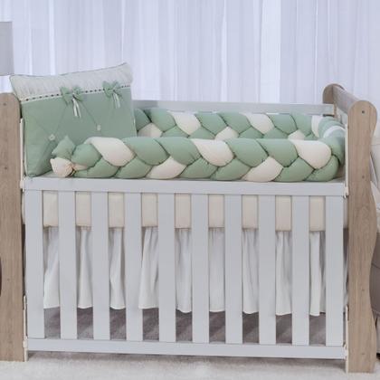 Imagem de Kit enxoval para berço bebê modelo de trança diva verde menino luxo