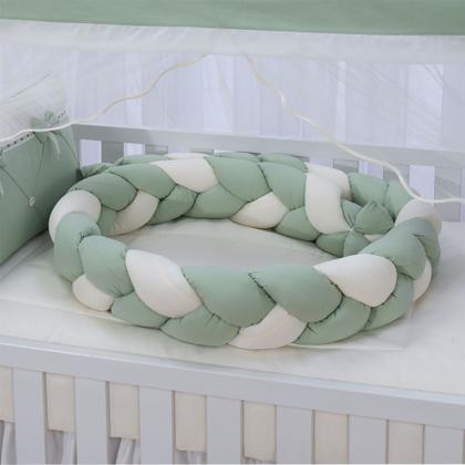 Imagem de Kit enxoval para berço bebê modelo de trança diva verde menino luxo