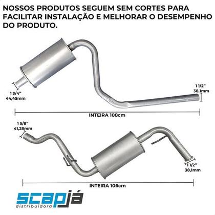 Imagem de Kit Escapamento Abafador E Traseiro Fiat Uno 1.5 1997 A 2002