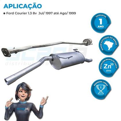 Imagem de Kit Escapamento Abafador + Silencioso Courier 1.3 98 A 99