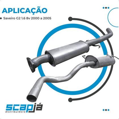 Imagem de Kit Escapamento Abafador + Silencioso Saveiro G2 1.6 00 A 05