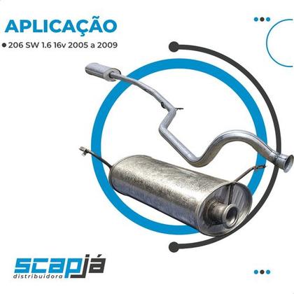 Imagem de Kit Escapamento Abafador + Traseiro 206 Sw 1.6 16v 2005 2009