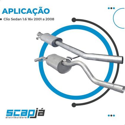 Imagem de Kit Escapamento Abafador + Traseiro Clio Sedan 1.6 16v 01 08
