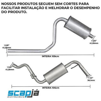 Imagem de Kit Escapamento Abafador + Traseiro Fiat Uno Mille Sx 97 01