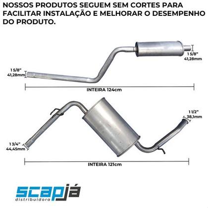 Imagem de Kit Escapamento Abafador + Traseiro Fiorino Uno 1.5 93 A 94