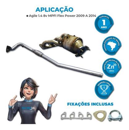 Imagem de Kit Escapamento Catalisador Tubo Agile 2009 10 11 12 13 2014