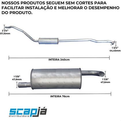 Imagem de Kit Escapamento Intermediário + Traseiro Kadett 1.8 89 A 95
