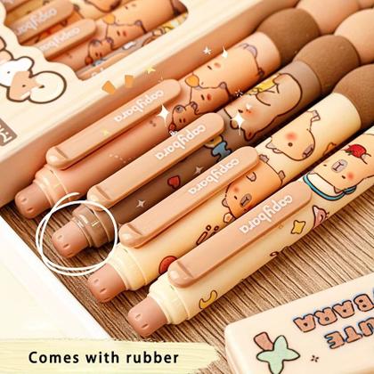 Imagem de Kit Escolar 4 Canetas de Capivara Fofa