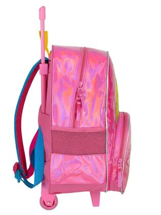 Imagem de Kit Escolar Arco-Íris Mochila Rodas Costas + Estojo Box