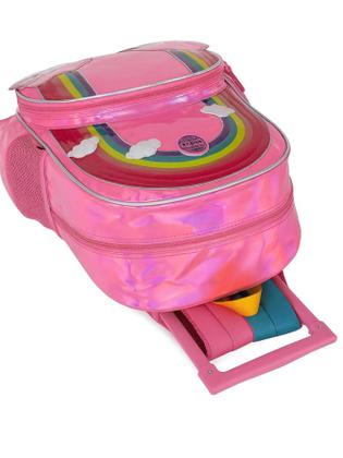 Imagem de Kit Escolar Arco-Íris Mochila Rodas Costas + Estojo Box