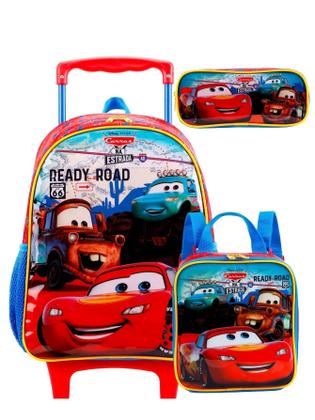 Imagem de Kit Escolar Carros Mcqueen Mochila + Lancheira + Estojo