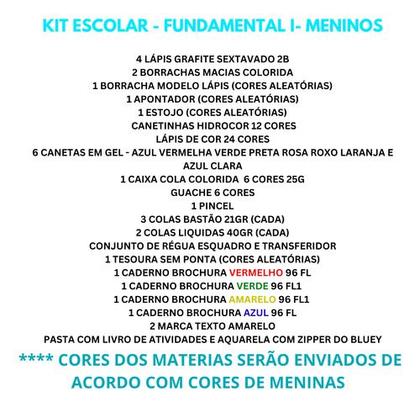 Imagem de Kit Escolar Completo Ensino Fundamental Materiais Menino