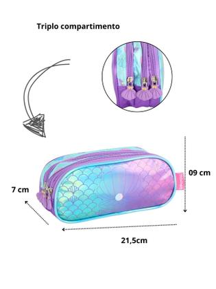 Imagem de Kit Escolar Concha Mochila Costas + Estojo Triplo