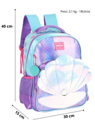 Imagem de Kit Escolar Concha Mochila Costas + Estojo Triplo