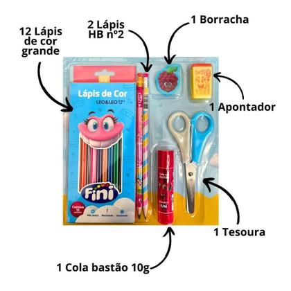 Imagem de Kit Escolar Fini Completo Leonora 7 itens