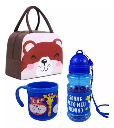 Imagem de Kit Escolar Infantil Lancheira Termica, Caneca E Garrafa 3d Emborrachada Alto Relevo