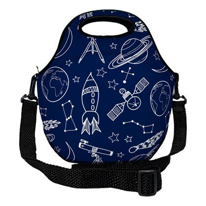 Imagem de Kit Escolar Infantil Lancheira Térmica + Pote Marmita + Squeeze de Alumínio  ISOPRENE  Foguetes