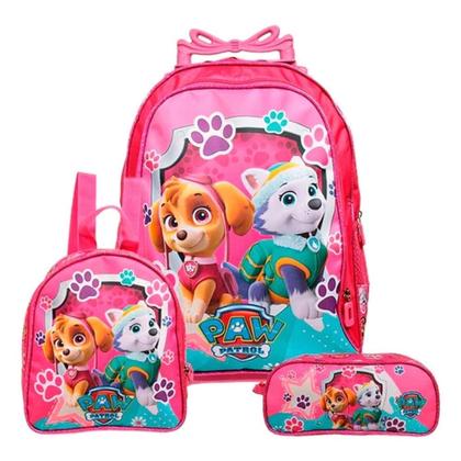 Imagem de kit Escolar infantil Mochila com rodinhas, lancheira e estojo Patrulha Canina Skay