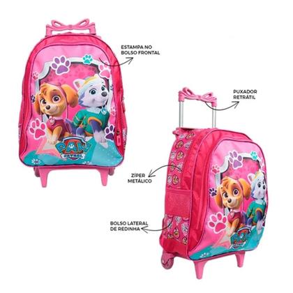 Imagem de kit Escolar infantil Mochila com rodinhas, lancheira e estojo Patrulha Canina Skay