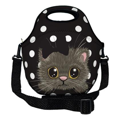 Imagem de Kit Escolar Infantil Mochila de Rodinha + Lancheira Térmica + Necessaire Plus  ISOPRENE  Gatinho Poá