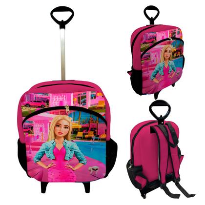 Imagem de Kit Escolar Infantil Mochila de Rodinha + Lancheira Térmica + Necessaire Plus  ISOPRENE  Menina Loira Glamour