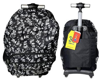 Imagem de Kit Escolar Juvenil Personagem Minnie Mouse - Preto E Branco - Disney - Original : Mochila Executiva De Rodinhas + Lancheira Térmica